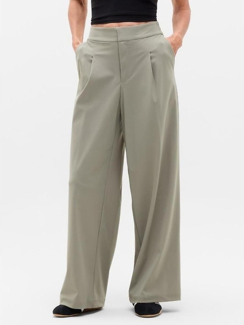 Athleta 8 Pinnacle High Rise Wide Leg Pants Athleisure Travel Office Low Wrinkle